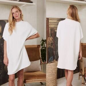 Frank & Eileen Ella The Easiest Dress Triple Fleece In White Size Medium - Large